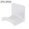 A white universal wall-mounted headphone holder and hanger.