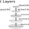 A five-layer clear acrylic cupcake stand with tiered display sizes ranging from 15cm to 30cm.