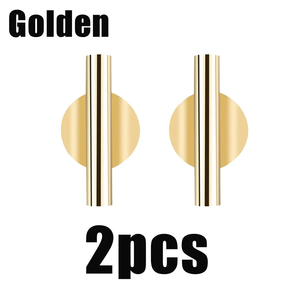 Two modern wall-mounted flower vases with a gold and silver striped finish.
