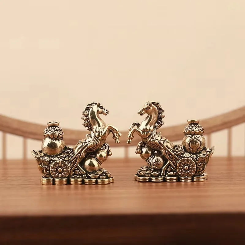 A pair of solid copper horse figurines for prosperity and positive energy