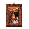 Wooden layered puzzle magnets for decor featuring a bear character inside a wooden frame