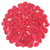 Pila de pétalos de flores artificiales de seda rosa vibrante para decoración del hogar y bodas.