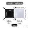 Set of 51 double-sided square foil balloon wall panels, including one black and one white panel.