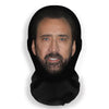 A black mask resembling the face of actor Leonardo DiCaprio