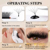 Instructions for applying handmade W-shape eyelash clusters using tweezers.