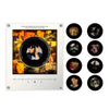 A set of circular NFC music discs and a rectangular box for a Retro NFC Music Box Night Light with Rotating Disc