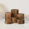 A display rack made of stacked wooden hexagonal blocks for jewelry and accessories.