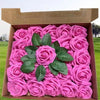A box filled with pink foam roses for wedding and home décor