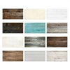 A grid of twelve wooden signs featuring various wood tones and white backgrounds for home decor.