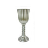 Elegant gold cylinder flower vase with a fluted body and pedestal base
