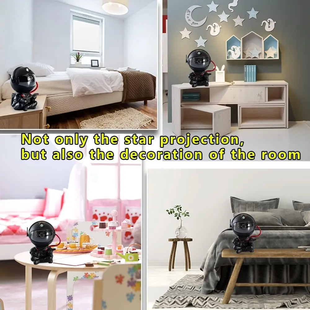 A projector lamp featuring a star and moon design used for room decoration and night light effect.