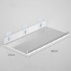 Clear acrylic floating shelf with wall mounts shown from above, measuring 30cm by 15cm.