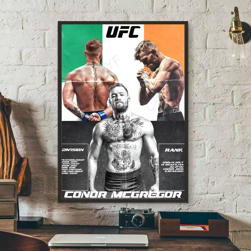 A canvas wall art print featuring Conor McGregor and UFC fighters in a bold poster style.