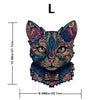 A detailed illustration of a cat's face with intricate, colorful patterns, suitable for a jigsaw puzzle or decor.