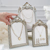 European-Style Velvet Jewelry Display Stand with Silver-Plated Floral Detail