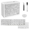 A white acrylic piggy bank showing various amounts of money marked on the top surface.