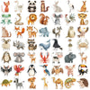 A collection of 50 assorted animal designs including cats, bears, lions, birds, and mammals for stickers.