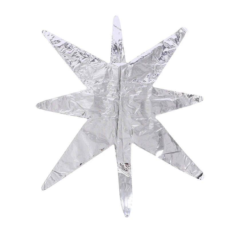 Silver star burst foil balloon with pointed edges for party decoration