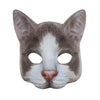 Máscara de mitad de cara de gato gris y blanco para cosplay