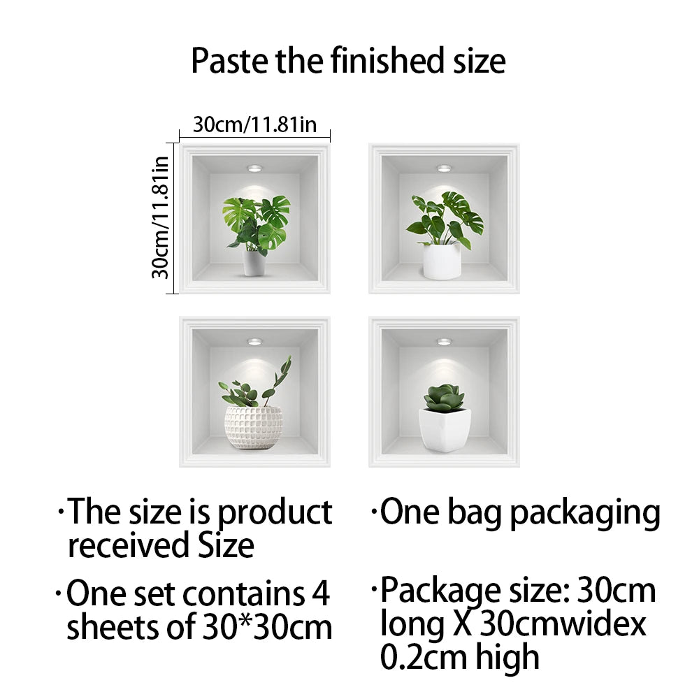 Un ensemble de quatre pots de plantes pour décoration murale, emballés dans un sac.