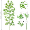 Illustration of an artificial bamboo branch with green leaves showing various parts and a magnified view.
