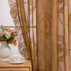 Vintage Golden Floral Lace Sheer Curtains with Ruffled Edge