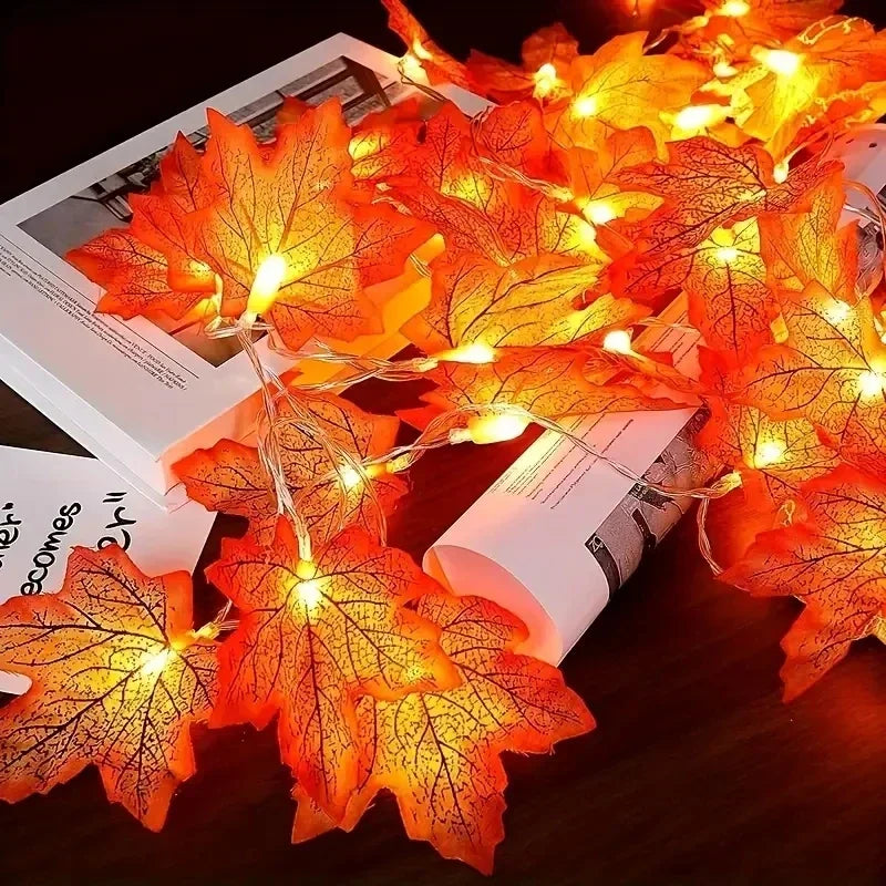 Maple Leaf LED String Lights – Warm Glow for Autumn Décor
