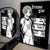 A canvas print featuring the character Itshi Sae from Blue Lock anime, rendered in black and white line art.