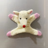 A cute white elephant fridge magnet with pink accents.