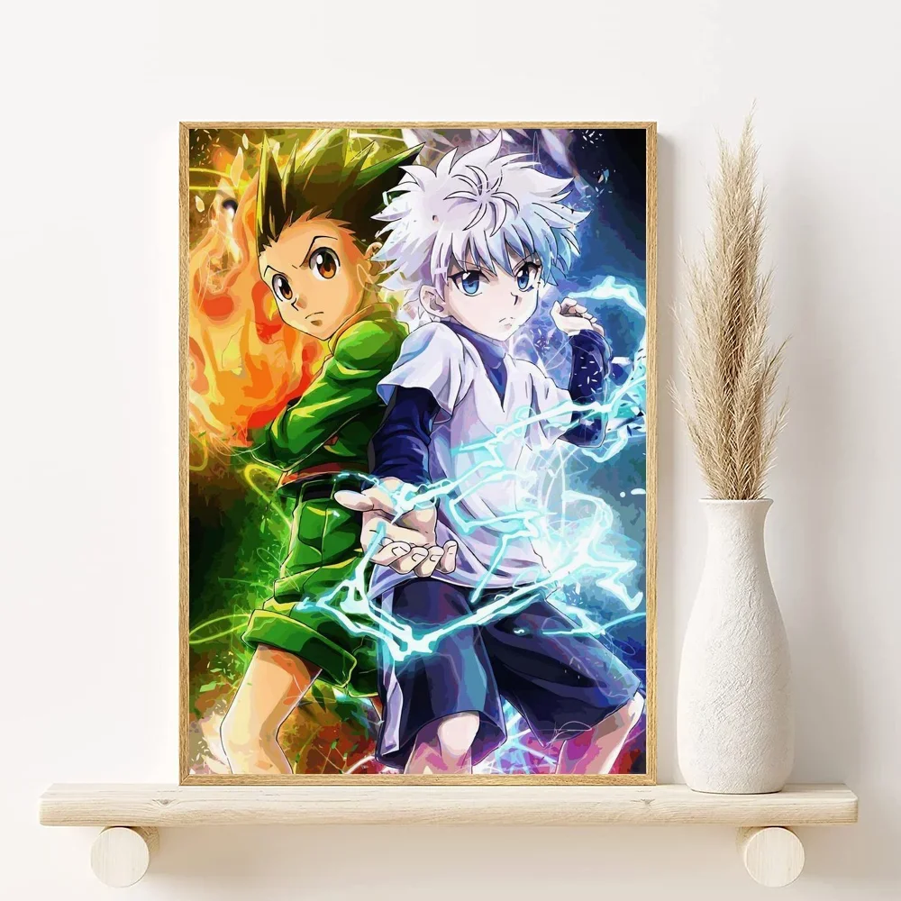 Canvas wall art featuring Hunter x Hunter characters Gon and Killua in dynamic poses