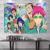 Anime tapestry wall hanging featuring characters from The Disastrous Life of Saiki K.