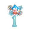 Blue and white circus theme birthday party decor set featuring a large number one balloon and star balloons