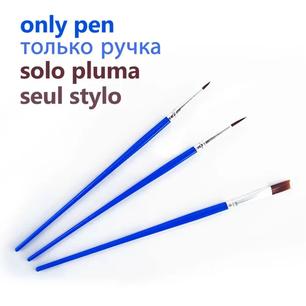Three blue paintbrushes shown against a white background.