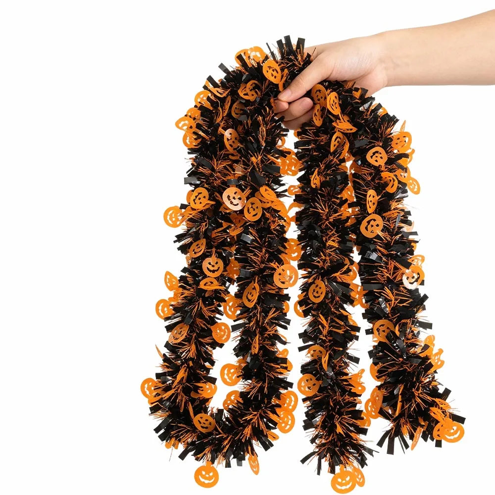 Halloween Foil Fringe Curtain – Pumpkin, Ghost & Bat Print Party Backdrop