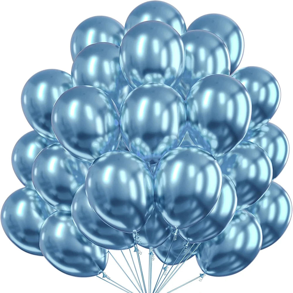 A bouquet of metallic gold balloons clustered together.