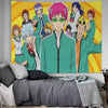 Anime tapestry wall hanging featuring characters from The Disastrous Life of Saiki K.