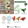 Set an grüner und roter Dinosaurierballons, inklusive eines großen Zahlenballons und Mini-Ballons.