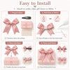 Instructions for easily installing elegant satin ribbon bows onto crafts, gifts, boxes, or fabric.