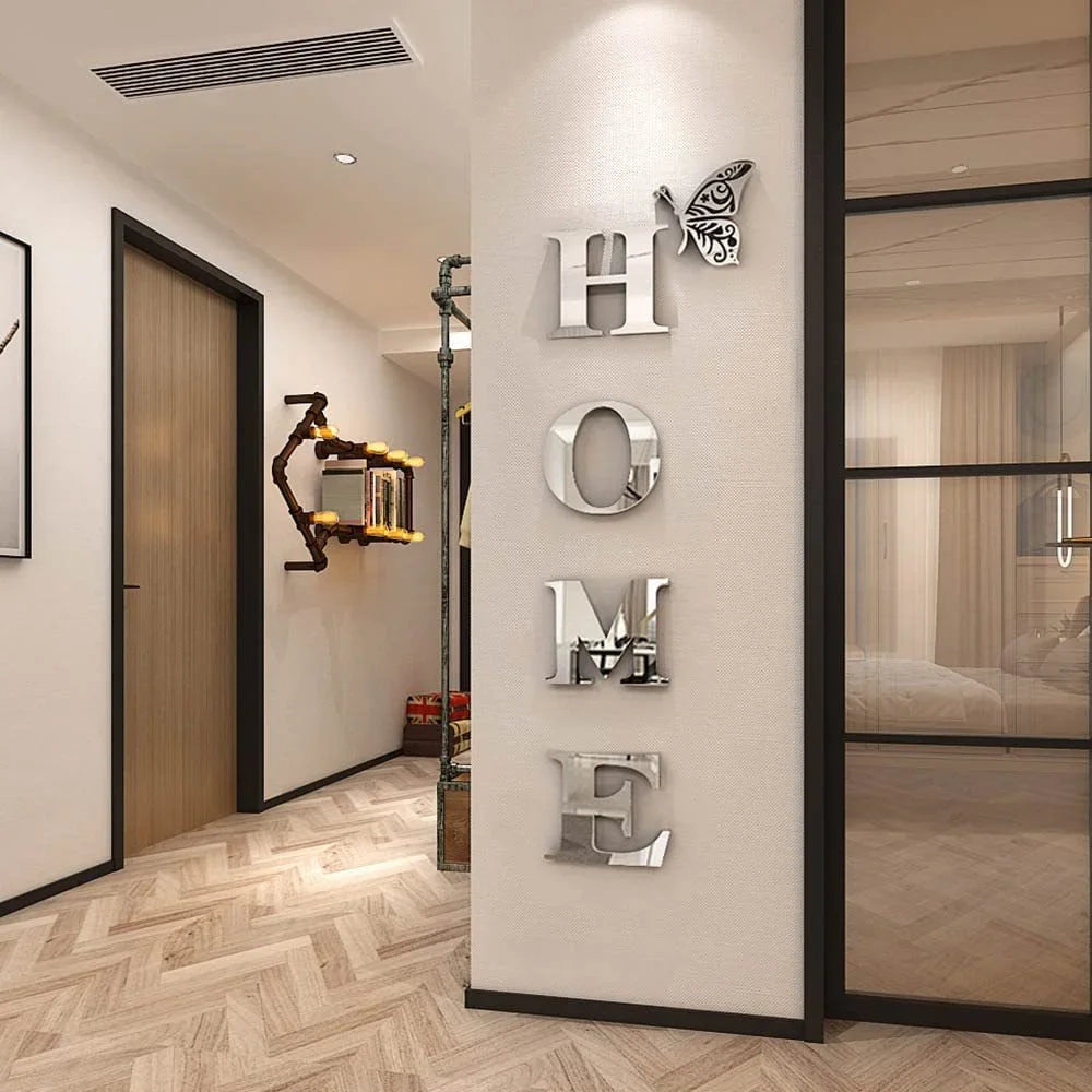 Acrylic Mirror Wall Stickers with Butterfly Design