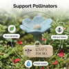 A light blue ceramic flower feeder for bees, featuring cups for bees and fresh water.