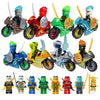 A collection of various golden ninja building block figures in different colors and styles.