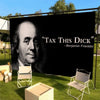 A large banner featuring a portrait of Benjamin Franklin and the text Tax This Dick