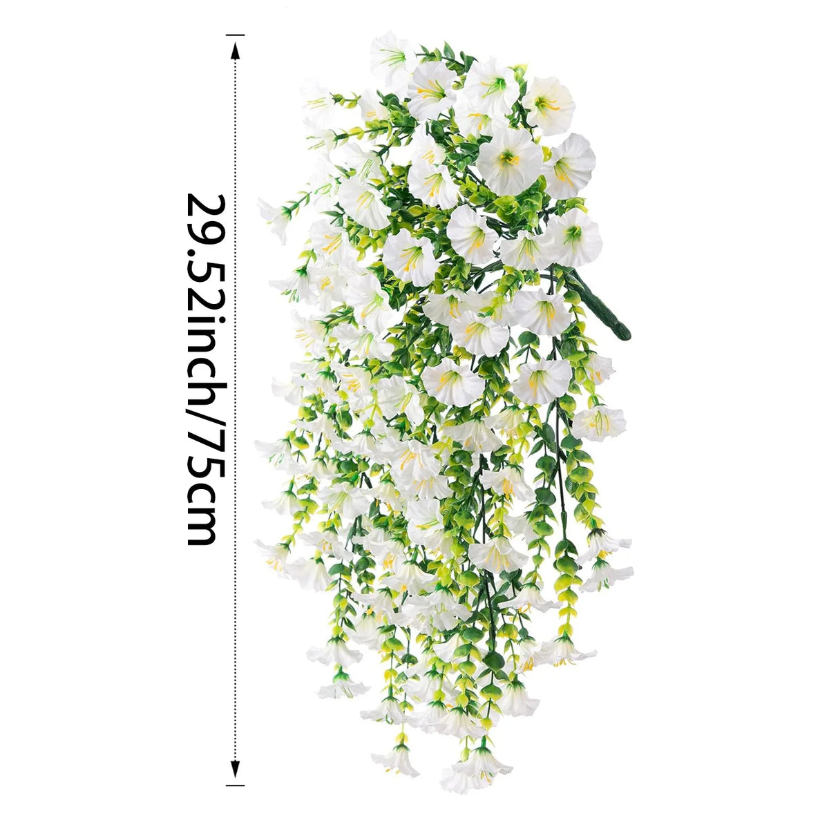 Vigne artificielle de glycine, cascade avec des fleurs blanches et vert clair, pour décoration intérieure.