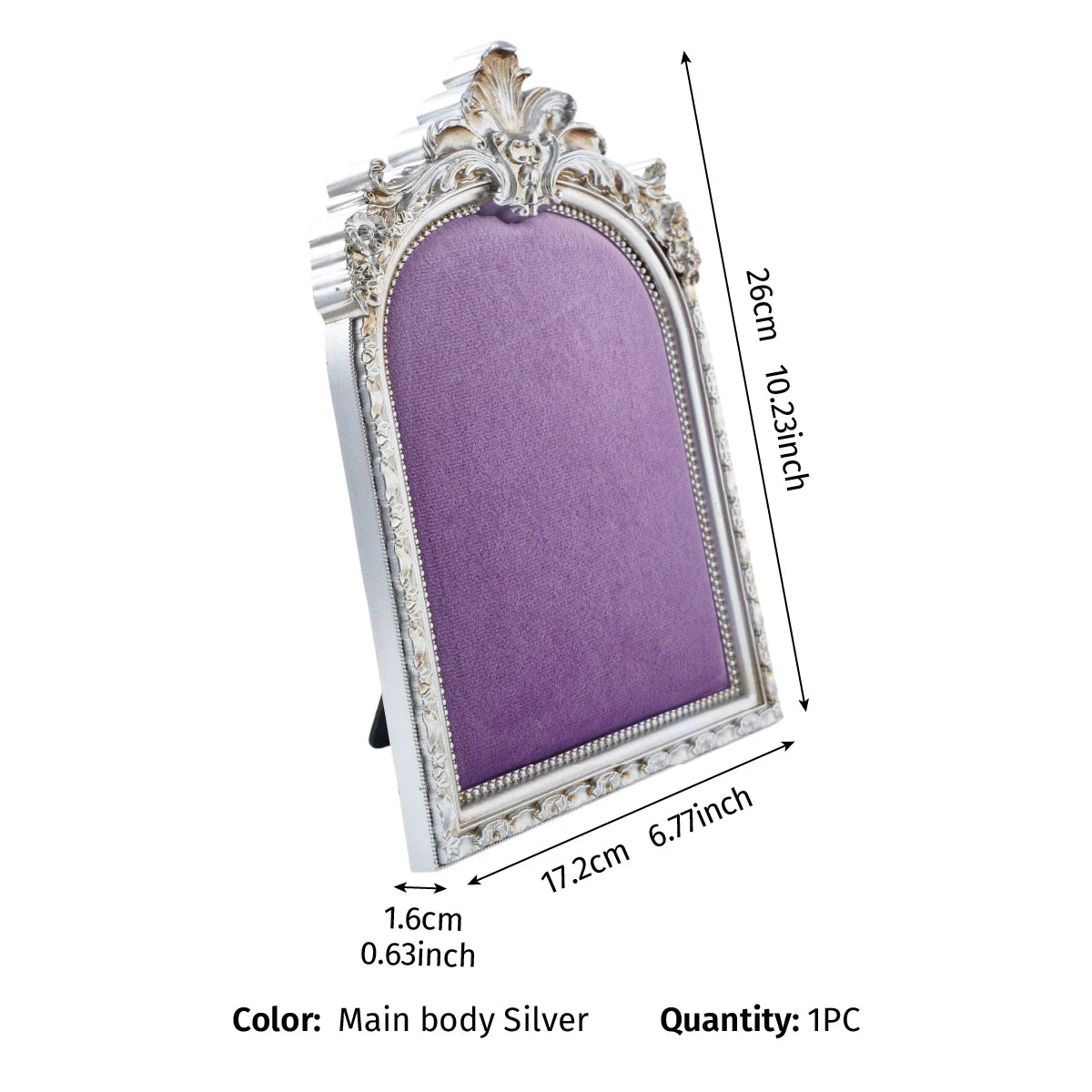 European-Style Velvet Jewelry Display Stand with Silver-Plated Floral Detail