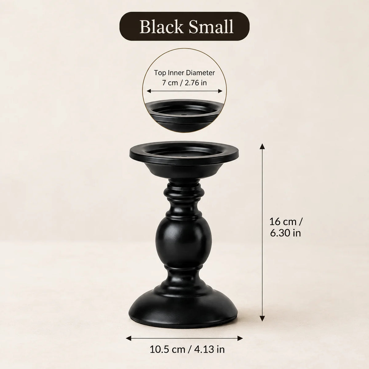 Black and Gold Retro Metal Pillar Candle Holder