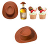 Un set de petits cadeaux pour fête western cowgirl incluant une plaque de cuivre, une bouteille en verre et deux cupcakes aux