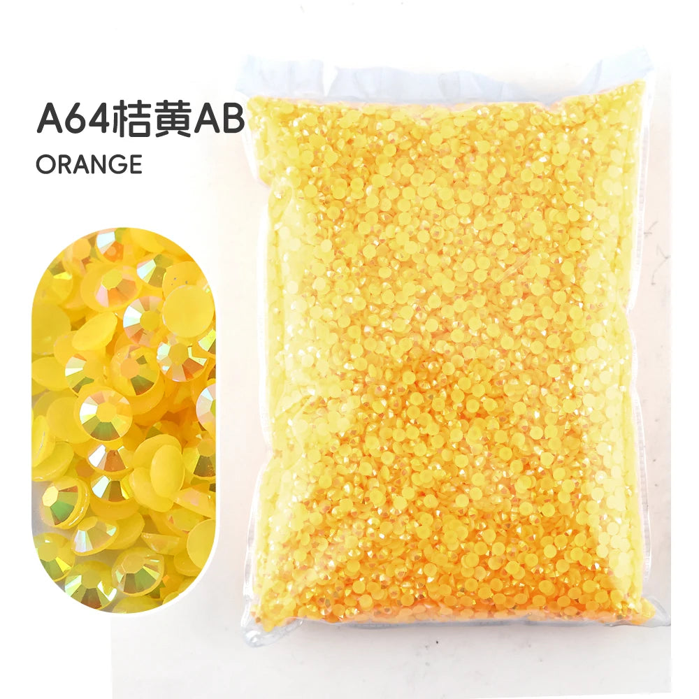 Bag of orange resin rhinestones for crafting
