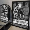 A black and white anime poster featuring a character from Jujutsu Kaisen in a dynamic pose.