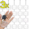Three mini transparent CD keychains hanging from a chain, shown next to a hand.