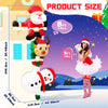 An inflatable decoration featuring a stacked display of Santa, reindeer, and a snowman figures.